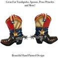 thumbnail image 3 of Urbalabs Western Cowboy Boot Texas Flag Toothpick Holder Vase Distressed Decorative Cowboy Boots with Spurs Home Office Rustic Decor Country Living Pen Holder for Desk, 3 of 7