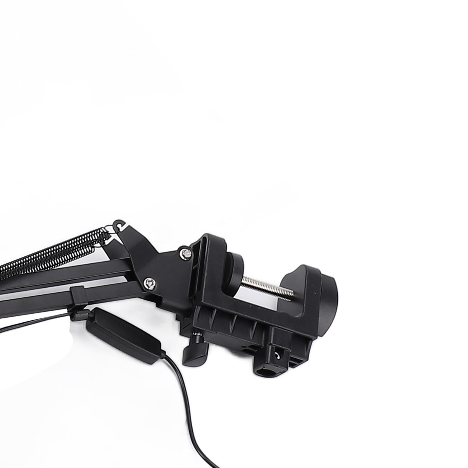 Riousery Clamp Ring Light Over Head Desktop Stand with Phone Holder Dimmable LED for Live Streaming Makeup Crafting Video Recording Max 4.5cm Thickness 14.96 inches / 38 cm Arm