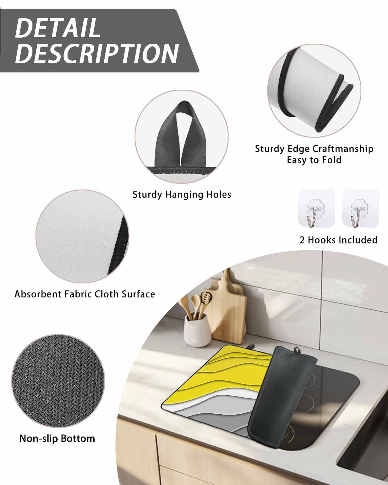 Stove Top Covers for Electric Stove, Yellow Grey Ombre Glass Stovetop Cover Protector, Modern Geometric Abstract Aesthetics Cream Induction Cooktop Protector Oven Mat for Kitchen Countertop 24"x21"