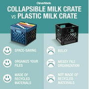 CleverMade Collapsible Eco Plastic Milk Crate, Folding Storage Bin, 6.6 gal, Ocean Navy