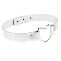 Guodhu Love Heart Adjustable Leather Choker Punk PU Necklace Goth Choker Soft Collar Chain Necklace Jewelry for Party Cosplay Decorationsfor Women Men