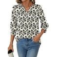 thumbnail image 2 of Fantaslook 3/4 Sleeve Womens Tops Dressy Casual Blouses V Neck Work Shirts Trendy Tops with Smocked Cuffs, 2 of 7