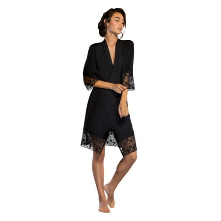 Bamboo Kimono Robe - Women's Sleepwear Lightweight Super Soft Bamboo Lace Trim Women's Kimono Robe - Made in Turkey
