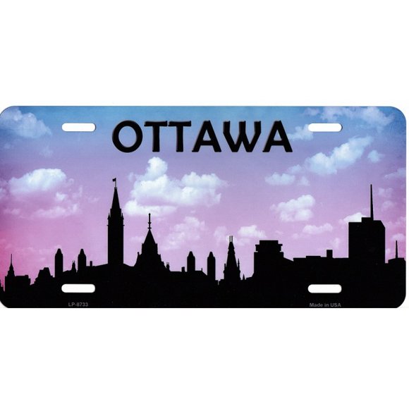 Ottawa Skyline Silhouette Metal License Plate