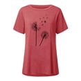 thumbnail image 2 of Mytrendy Women Dandelion Print Short Sleeve Tee Round Neck Baggy Casual Top T-Shirt, 2 of 3