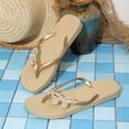 thumbnail image 5 of hoksml Women's Rhinestone Bow Flip Flops, Flat Open Toe Thong Sandals Casual Summer Beach Slippers, 5 of 6