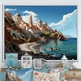 thumbnail image 2 of Designart "Italian Coastal Village Views II" Extra Large Landscapes Framed Wall Art - Global Blue Landscape Italy Bedroom Framed Canvas Wall Art, 2 of 7