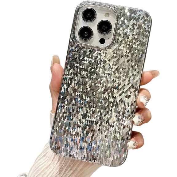 Designed for iPhone Case,Luxury Electroplating Glitter Sparkle Sparkly Bling Camera Lens Protection Shockproof Protective Cover Phone Case (iPhone 15 Plus,Grey)