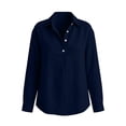 thumbnail image 4 of Chbgutlmr Cotton Linen Tops for Women Long Sleeve Curved Hem Half Button Lapel Shirts Casual Loose Lightweight Plain Tops, 4 of 6