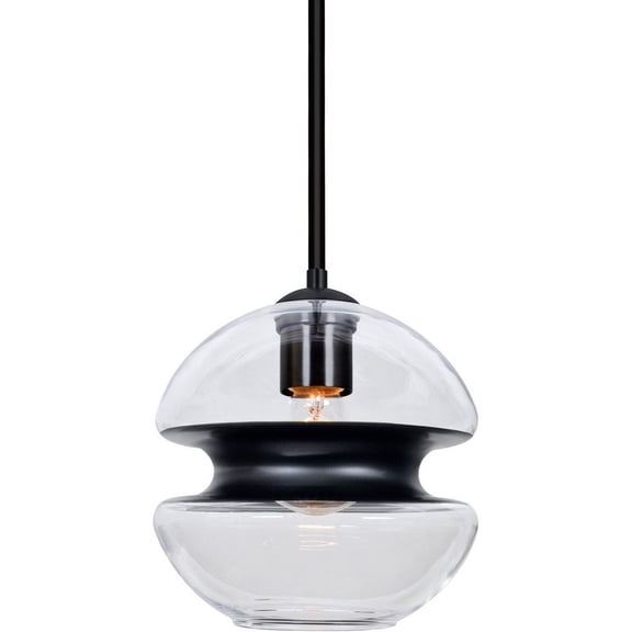 Besa Lighting - Hula 8 - 1 Light Stem Pendant-Black Finish-Clear/Black Glass