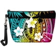 thumbnail image 1 of Bolsa de maquillaje polinesia para mujeres, adolescentes y niñas, estuche de cosméticos para viajes, bolsa portátil, bolso de cuero, tribal, turquesa, arcoíris, 1 of 7