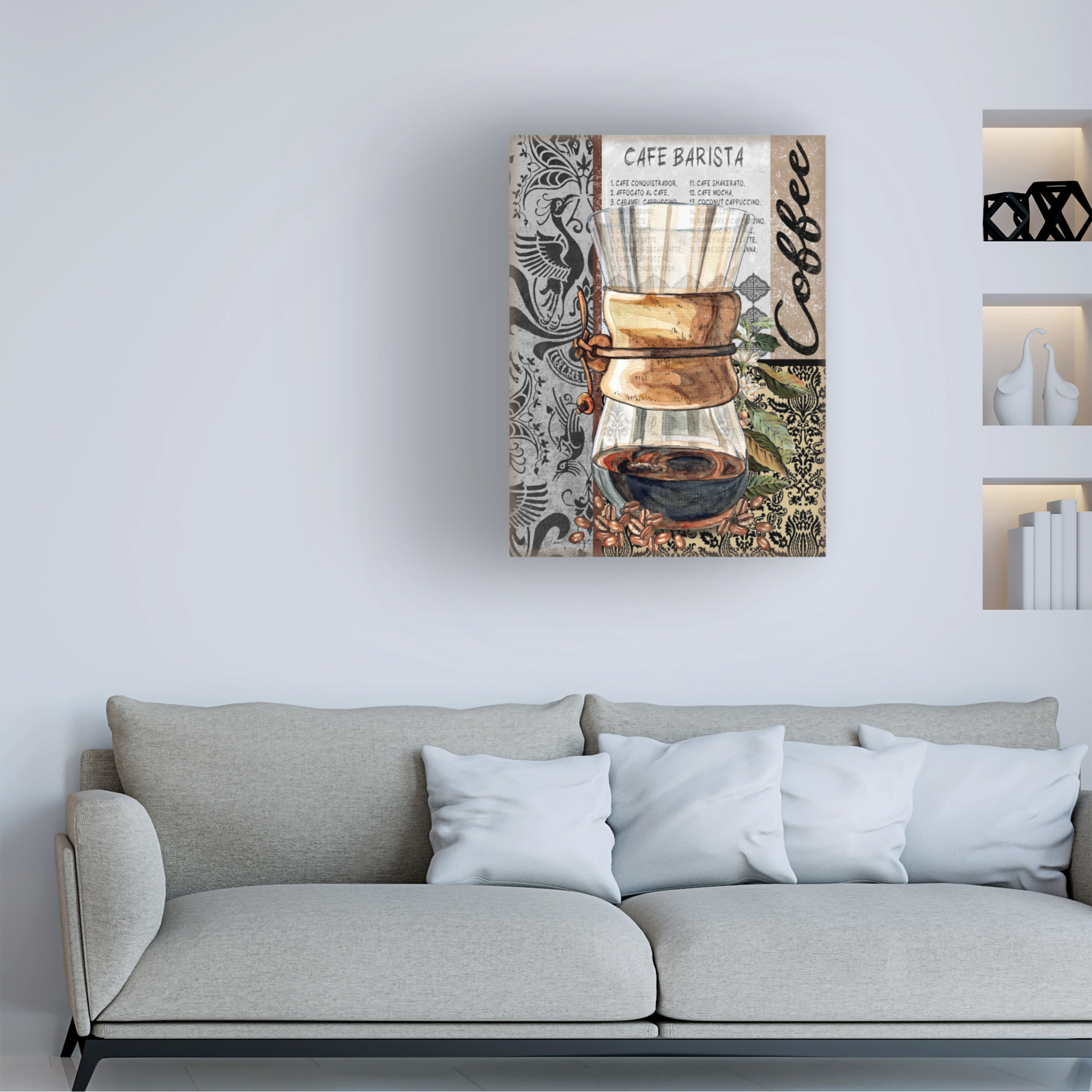 Canvas Wall Art - Jean Plout 'Coffee Art C' Wall Art for Living Room, Bedroom, or Office DÃ©cor by Trademark Fine Art - 35 x 47 Inches