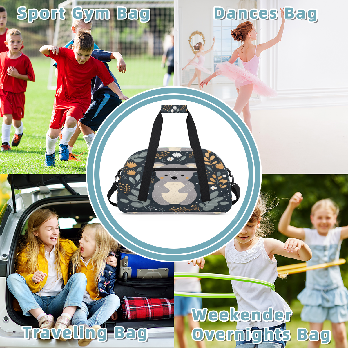 Herdesigns Koala Sports Duffle Bag for Women & Men, Cartoon Koala Gym Bag Dance Bag Overnight Bag Carry On Weekender Travel Bag