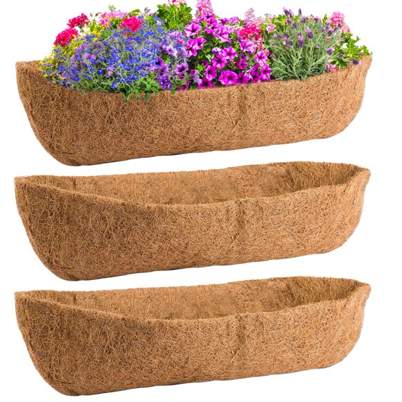 Maceta Coco Liners para ventana, 91 cm, paquete de 3 unidades, 100% coco