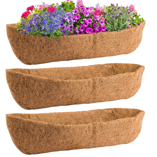 Maceta Coco Liners para ventana, 91 cm, paquete de 3 unidades, 100% coco