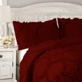 thumbnail image 3 of DNG Creations 3 Piece Ruffle Ribbon Design Comforter ( Oversized Queen Size ) Ultra Soft All-Season 550 GSM 800 Threads Count,100% Egyptian Cotton - Solid Burgundy Colour, 3 of 5