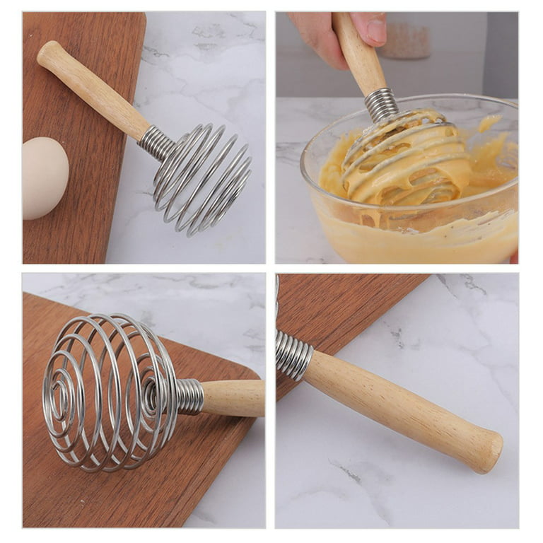 Stainless Coil Spring Whisk Kitchen Tool - Food Whisk With Wooden Handle -  Balloon Whisk Stainless Steel - Kitchen Gadgets Whisk Egg Beater 