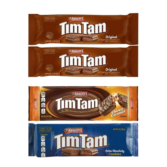 Simpler Tim Tam Biscuits - 4 Pack Full - Tam Original Chocolate with Chewy Caramel, Extra Chocolaty, Austalian Made Chocolate Cookie Biscuits