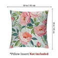 thumbnail image 4 of BANET Throw Pillow Cover Set of 2, Nostalgic Themed Bunch of Buds Fresh Nature, Decorative Square Covers for Couch Bed &amp; Sofa, Green Pink Off White 12x12in, 4 of 7