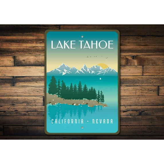 Lake Tahoe Lakehouse Novelty Decor, Metal Wall Sign - 10x14 Inches