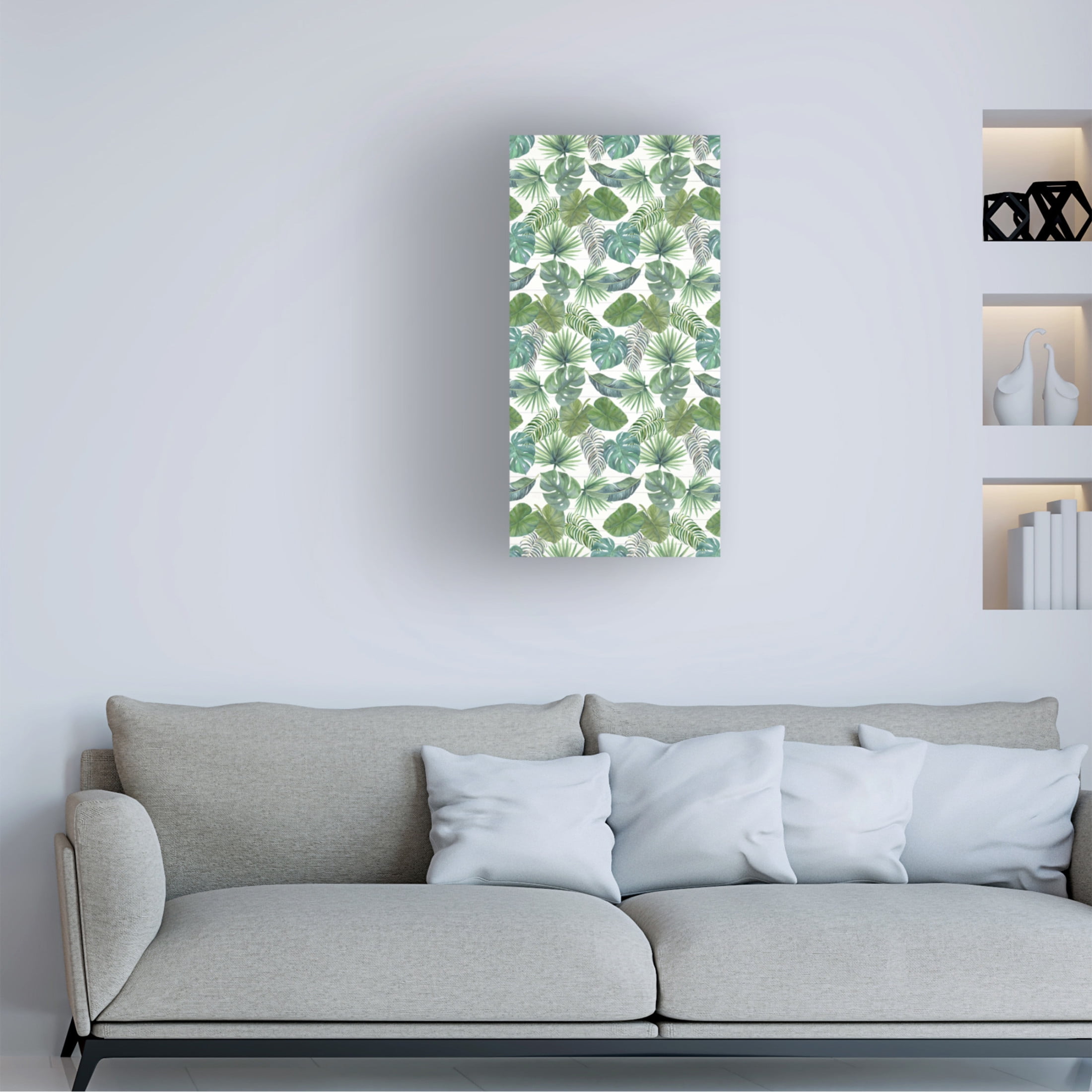 Canvas Wall Art - Jean Plout 'Viva Palm Tropical Beauty' Wall Art for Living Room, Bedroom, or Office Décor by Trademark Fine Art - 12 x 24 Inches