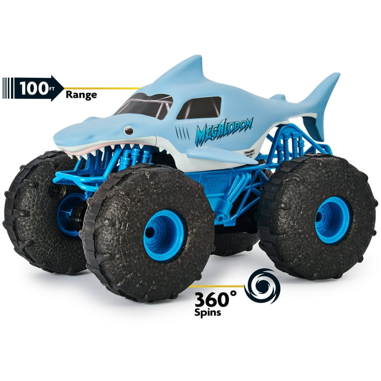 Monster Jam, Official Megalodon Storm All-Terrain Remote Control Monster Truck Toy Vehicle, 1:15 Scale -
