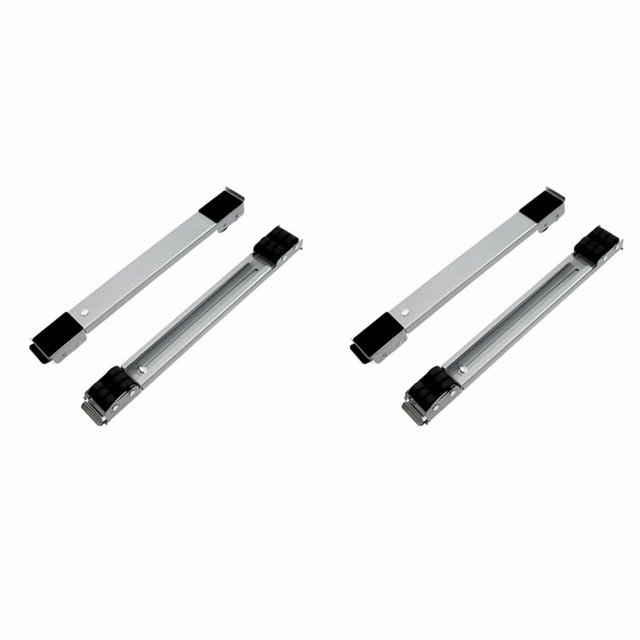 2X Base de Machine à Laver Support Chariot Pieds Mobiles Réglables Télescopique Support de Frigo Roue pour Sécheuse Réfrigérateur -Gris