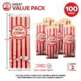 thumbnail image 2 of Stock Your Home 2 oz Paper Popcorn Bags Bulk (100 Pack) Large Red & White Pop-Corn Bag Disposable, 2 of 7