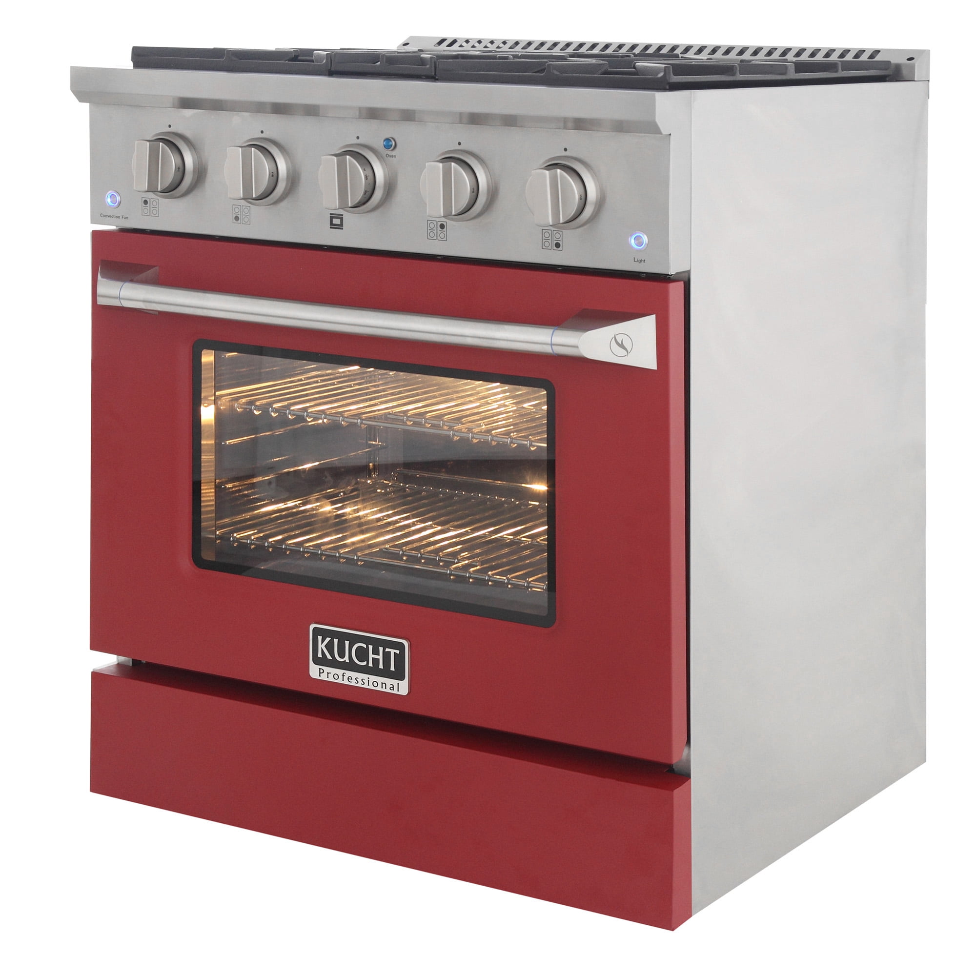 30 in. 4.2 cu. ft. Dual Fuel Range Natural Gas Convection Oven in Red.
