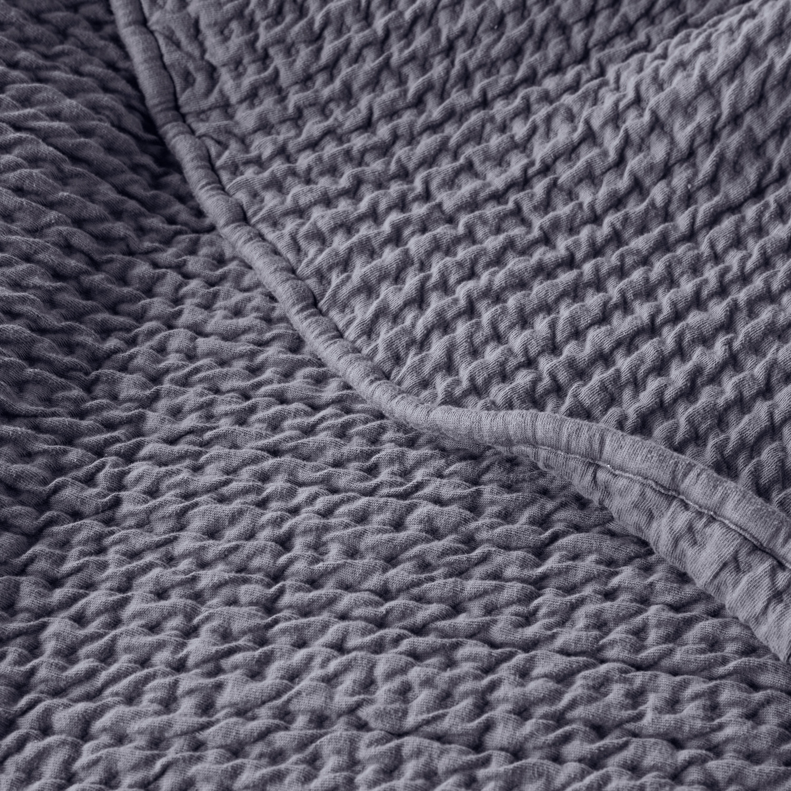Allswell Cotton Crinkle Bed Blanket, Gray Shark, King/California King Size