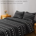 thumbnail image 3 of 2-Piece Aztec Quilt Set Twin Size, White Arrows Dots and Striped on Black Geometric Bedspread/Coverlet, Brushed Microfiber for All Season, 3 of 8