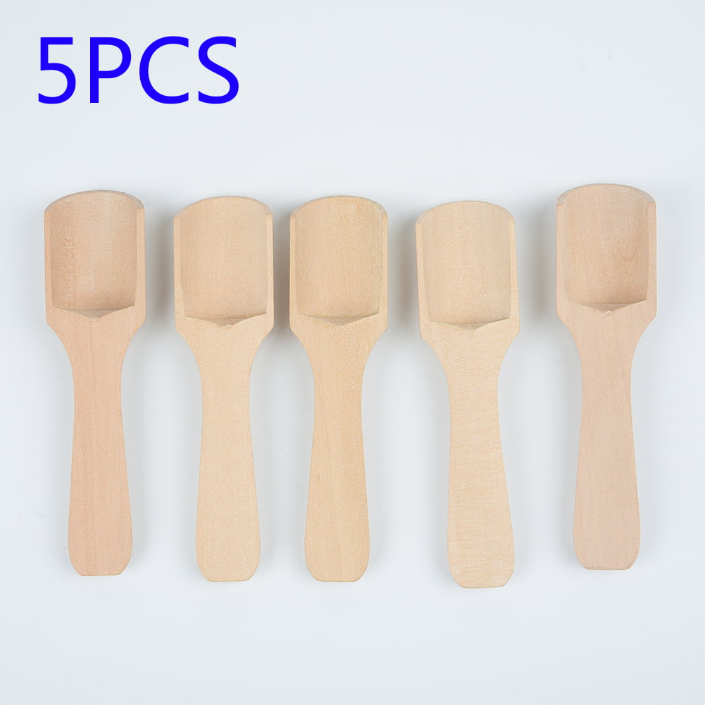 1pc /5Pcs Small Little Mini Spoon Condiment Honey Coffee Salt Sugar Wooden Scoop