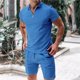 thumbnail image 2 of Mens Manga Larga Casual Color Sólido Cremallera Girar Abajo Conjunto de Cuello, Traje de Mezcla de Algodón de Poliéster para Al Aire Libre, Diario Y Invierno Primavera Desgaste, 2 of 6