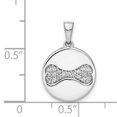 thumbnail image 4 of 14k White Gold Polished Finish Open Back with Diamonds Bone Charm Pendant, 4 of 4