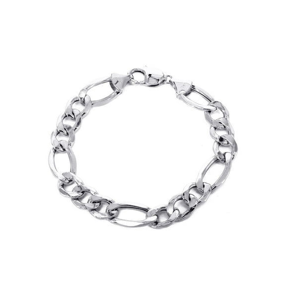 Solid Womens Figaro Bracelet 10K/14K White Gold
