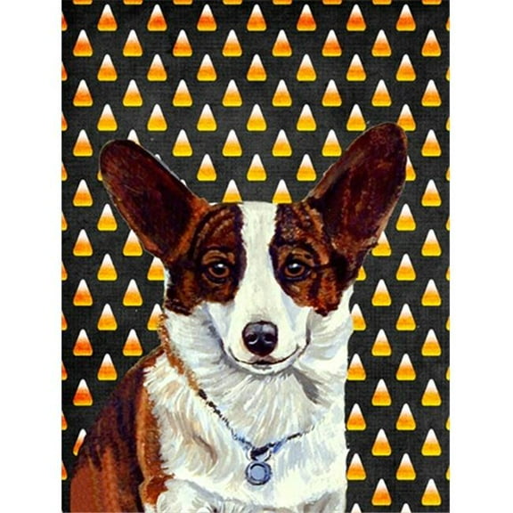 11 x 15 in. Corgi Candy Corn Halloween Portrait Garden Size Flag