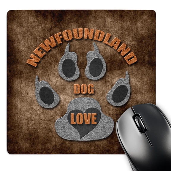 3dRose, Newfoundland Dog Love Dog Breed in Gray and Brown, MousePad