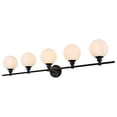 thumbnail image 2 of Living District Cordelia 5-Light Iron/Glass Bath Sconce in Black/Frosted White, 2 of 5