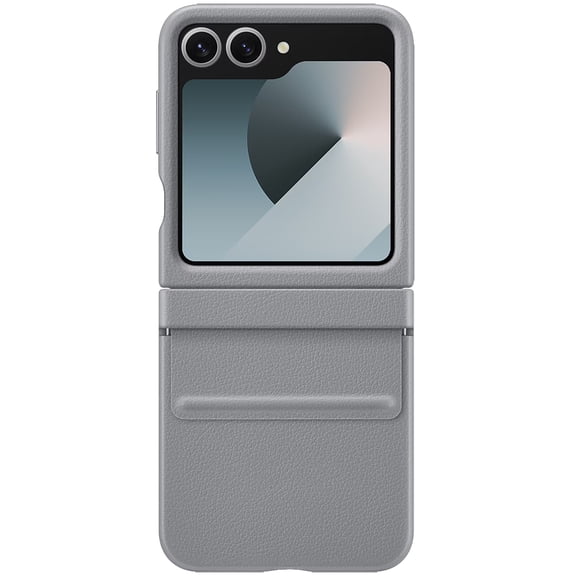 Sresrrw for Samsung Galaxy Z Flip 6 Phone Case, Protective Cover with Leather-like Finish, Hinge Protector, Soft Inner Lining Slim Leather Cover for Galaxy Z Flip 6 5G - Gray