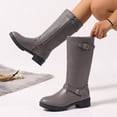 thumbnail image 5 of UngA Womens Boots Low Heel Riding Boots With Side Zipper Dressy Shoes Mid-Calf Boots for Women Grey,Size 6.5, 5 of 6