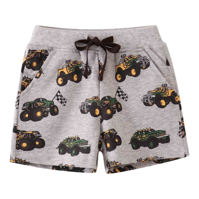 MIASHUI Toddler Boys Shorts Animal Graphic Print Drawstring Trunks Shorts Beach Bottoms,Light Gray,3-4 Years