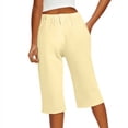 thumbnail image 7 of HKYNLAG Bermuda Shorts for Women Linen Shorts Knee Length Elastic Waist Long Shorts Casual Summer Shorts Petite Capri Pants Dressy Summer Beach Shorts with Pockets Beige XL, 7 of 7