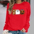 thumbnail image 2 of Jsaierl Halloween Sweatshirts Women Funny Pumpkin Graphic Pullovers Soft Classic Round Neck Long Sleeve Sweater Tops Halloween Party Supplies, Sizes S-2XL, 2 of 7
