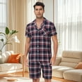 thumbnail image 5 of Yunbao Mens Cotton Pajama Sets Short Sleeve Sleepwear Button Down Loungewear Pjs with Pockets, 5 of 6