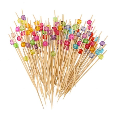 

100 Pcs 12 cm Cocktail Picks Creative Handmade Square Octagonal Bead Appetizer Picks Fruit Toothpicks Party Supplies