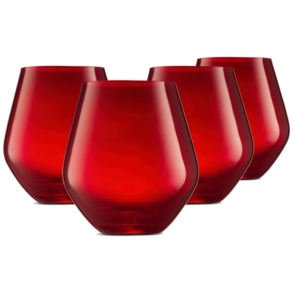 Juego de 4 copas de vino Godinger Stemless Red, 500 ml, Cristal