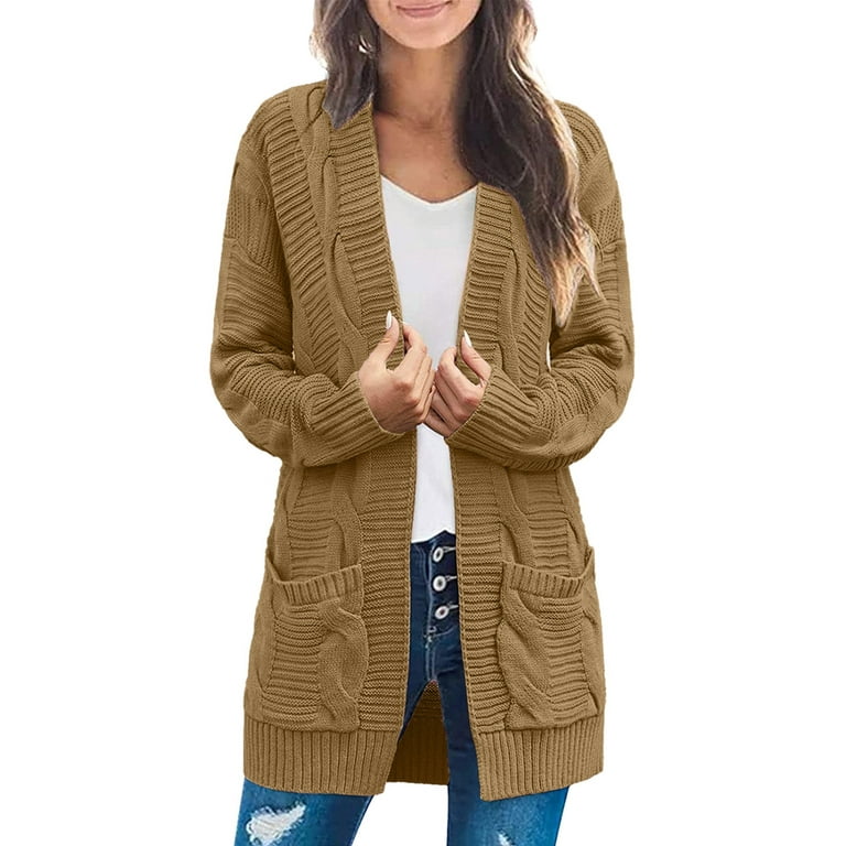 Entyinea Womens Blazers Casual Long Sleeve Open Front Office Blazers Suit  Jacket Outwear Brown XL 
