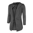 thumbnail image 4 of Men Splicing Hooded Solid Trench Coat Jacket Cardigan Long Sleeve Outwear Blouse, 4 of 5