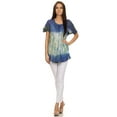 thumbnail image 2 of Sakkas Dina Relaxed Fit Sequin Tie Dye Embroidery Cap Sleeves Blouse / Top - Purple / Beige - One Size, 2 of 11