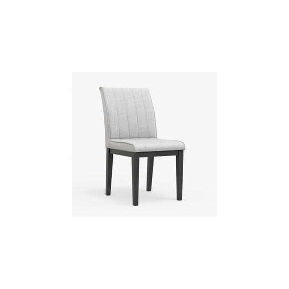 Side Chairs - Set of 2, Black & Gray Upholstery, Rubberwood Dining Accent Chairs